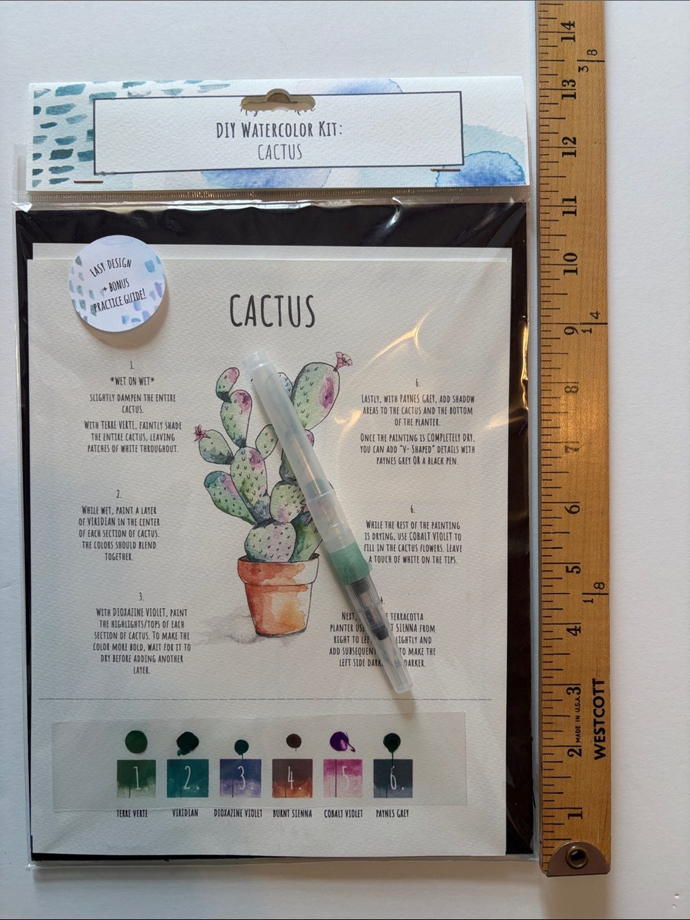 DIY Portable Watercolor Kit Maya Kiwi- Cactus with Greens & Terracotta